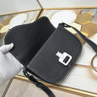 Black Real Leather Mini Saddle Messenger Bag