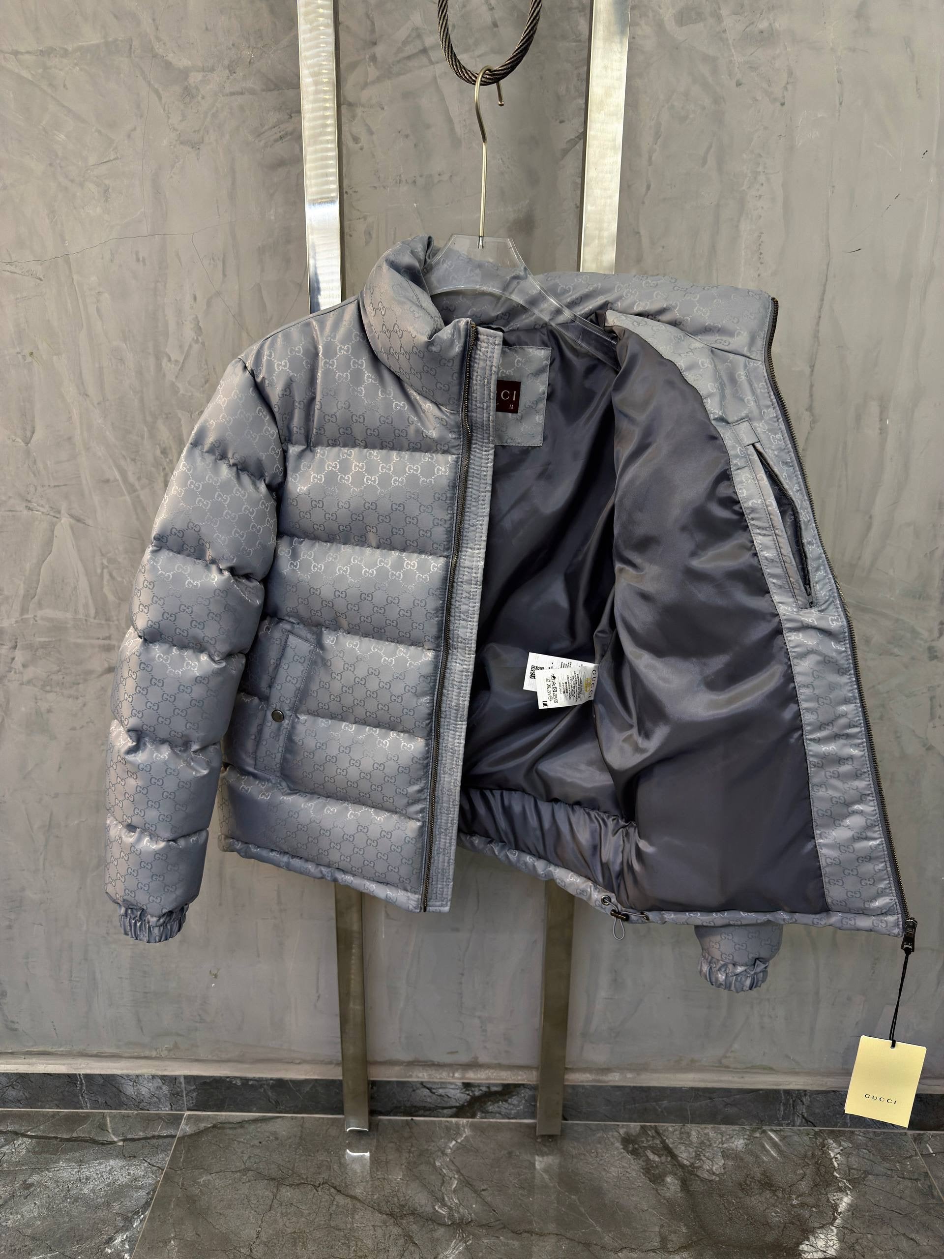 Grey Monogram Bomber Jacket