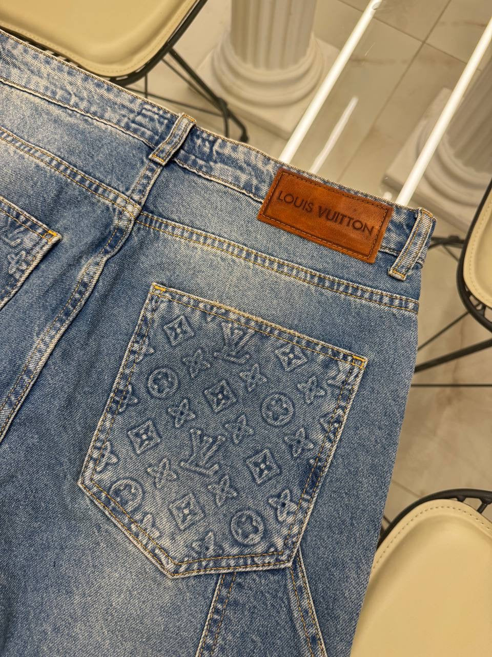 Blue Jeans with Monogram Pockets