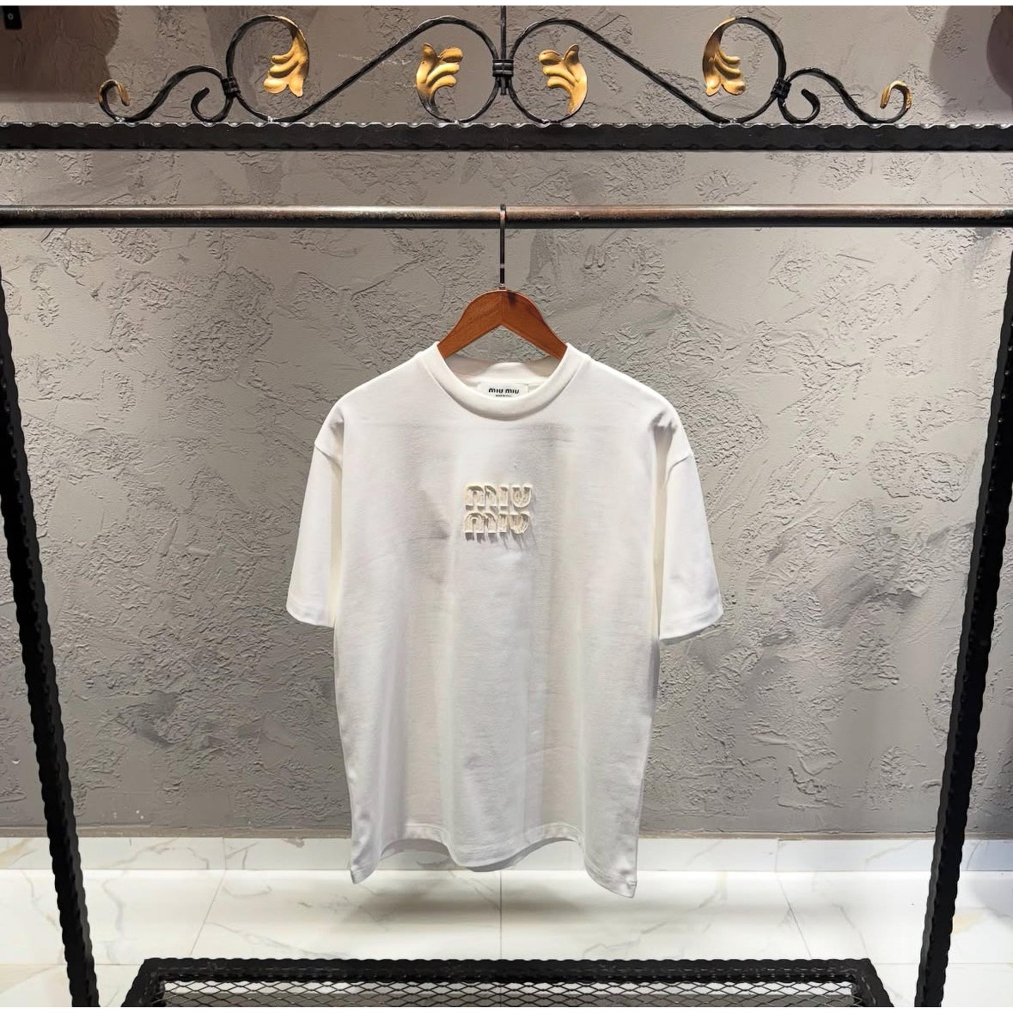 White Oversized T-Shirt with Embroidered Logo