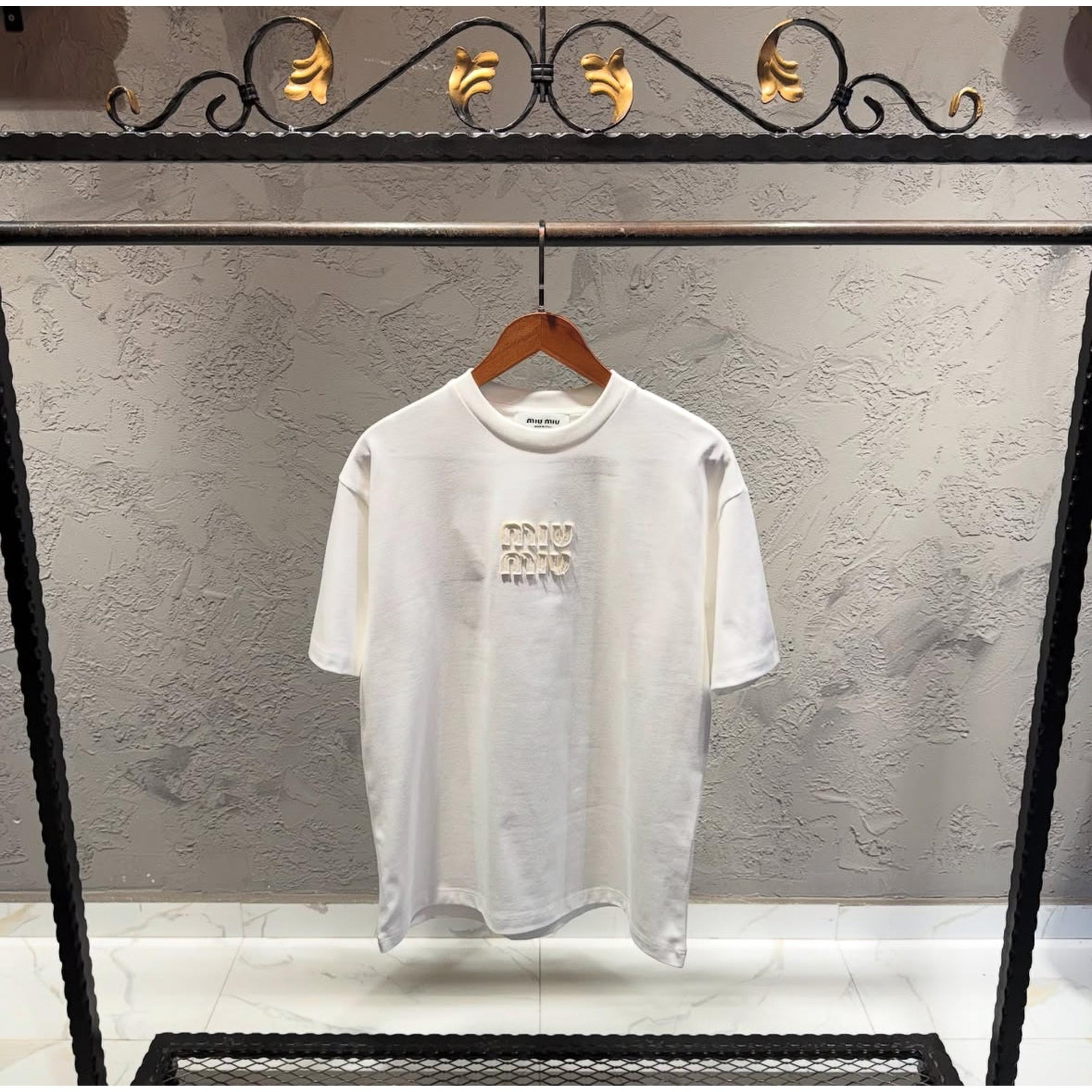 White Oversized T-Shirt with Embroidered Logo