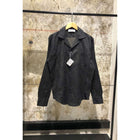 Black Linen Shirt with Textured Logos