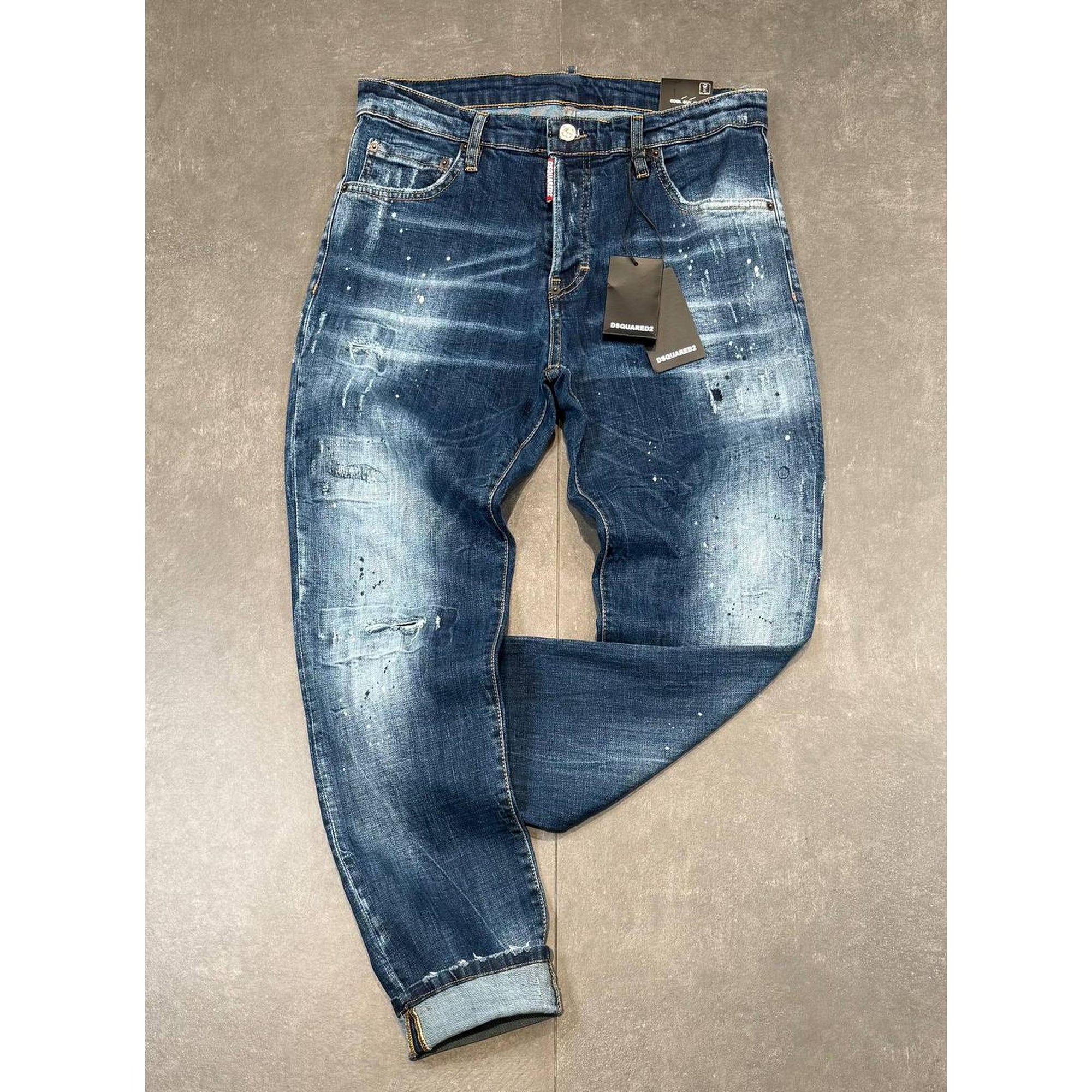 Blue Ripped Jeans with Brown Label