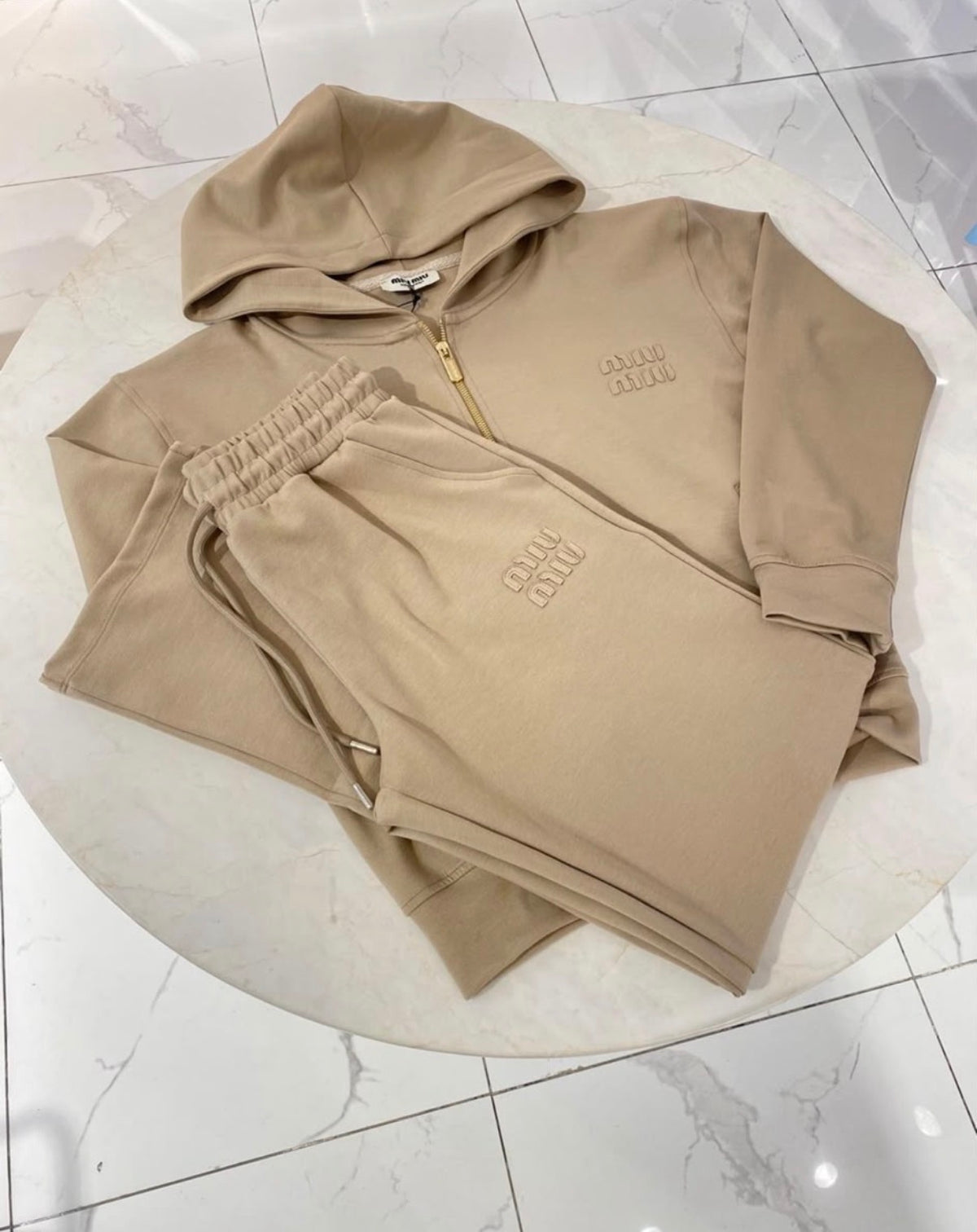 Beige Cotton Tracksuit