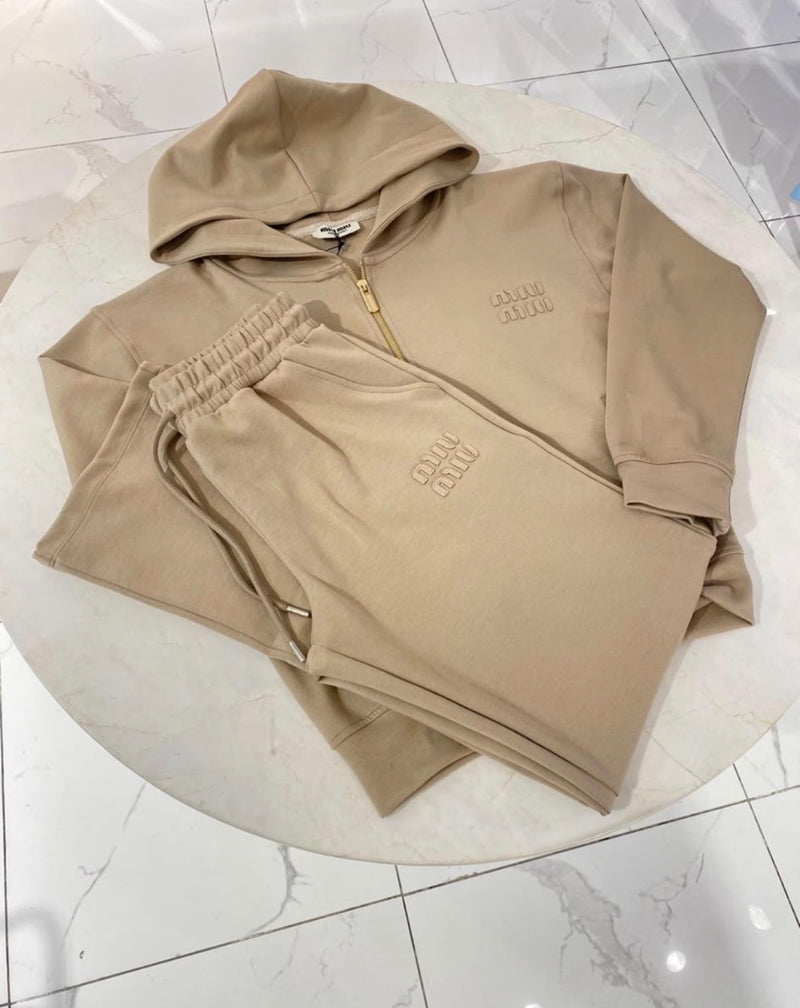 Beige Cotton Tracksuit