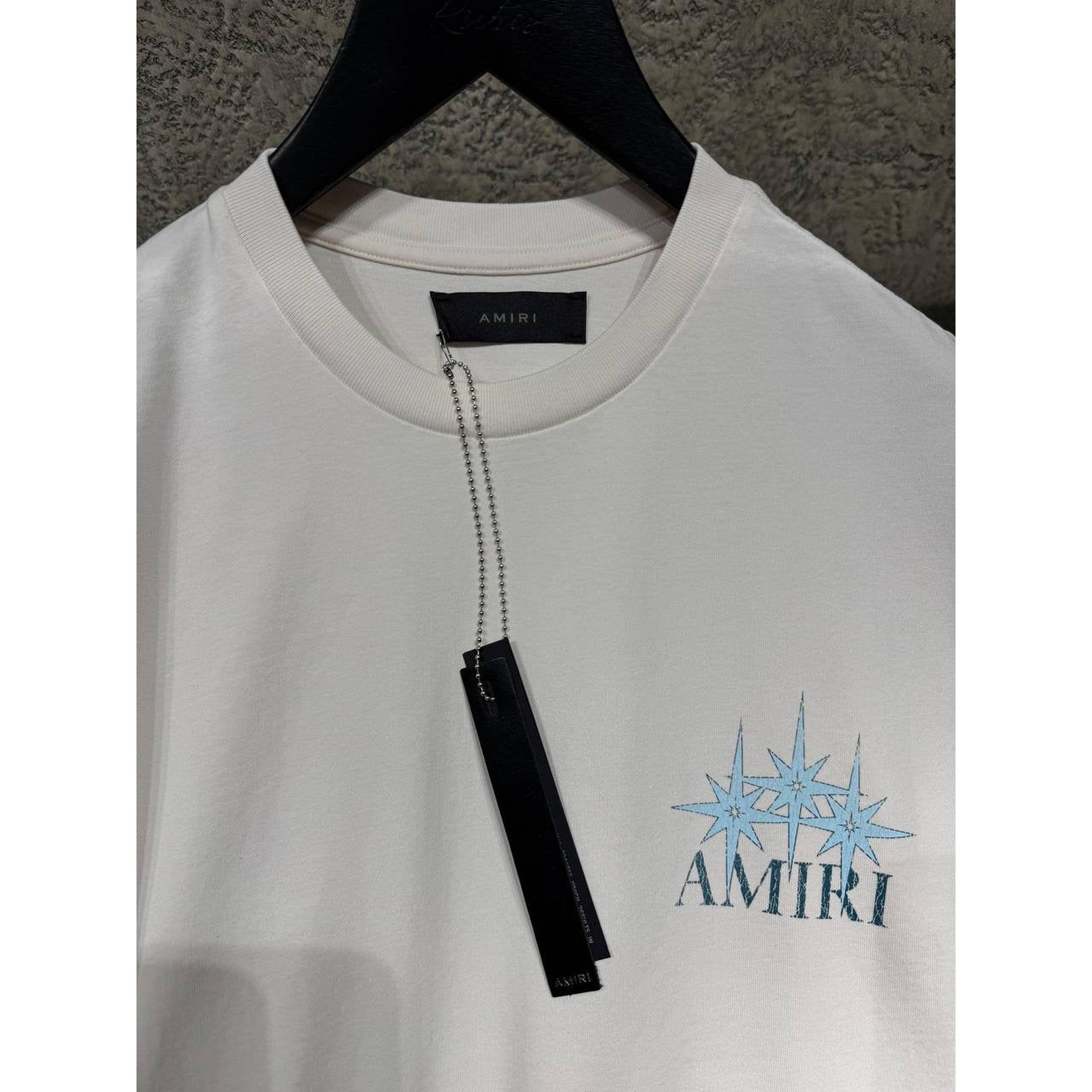 White Oversized T-Shirt with Blue Stars