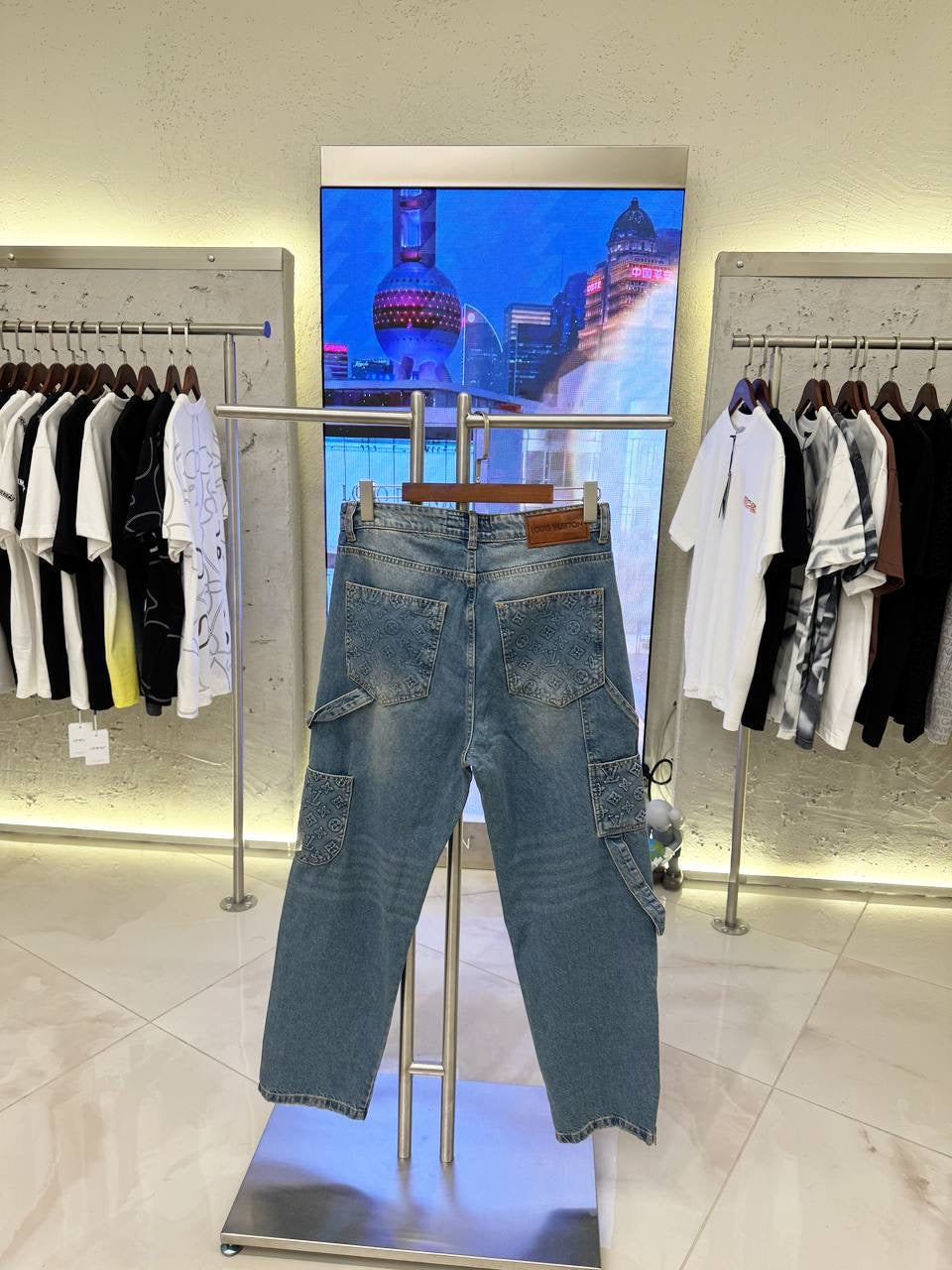 Blue Jeans with Monogram Pockets
