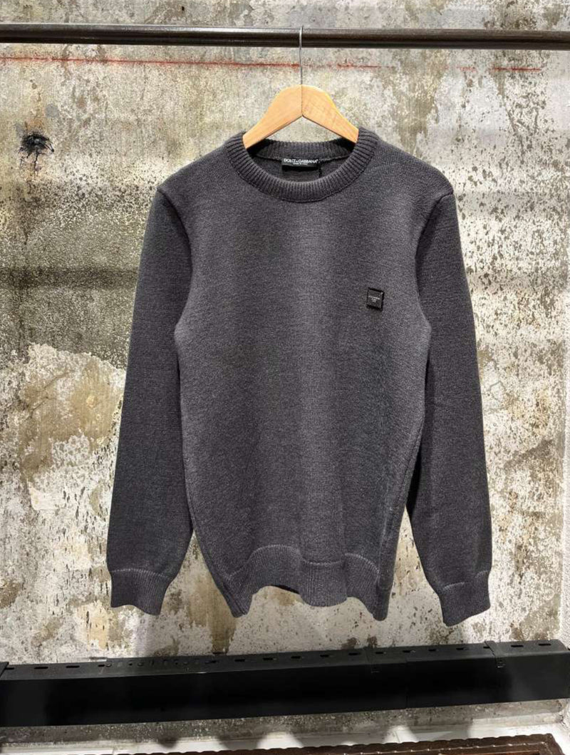 Grey Knitted Wool Sweater