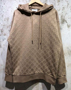 Beige Cotton Monogram Hoodie