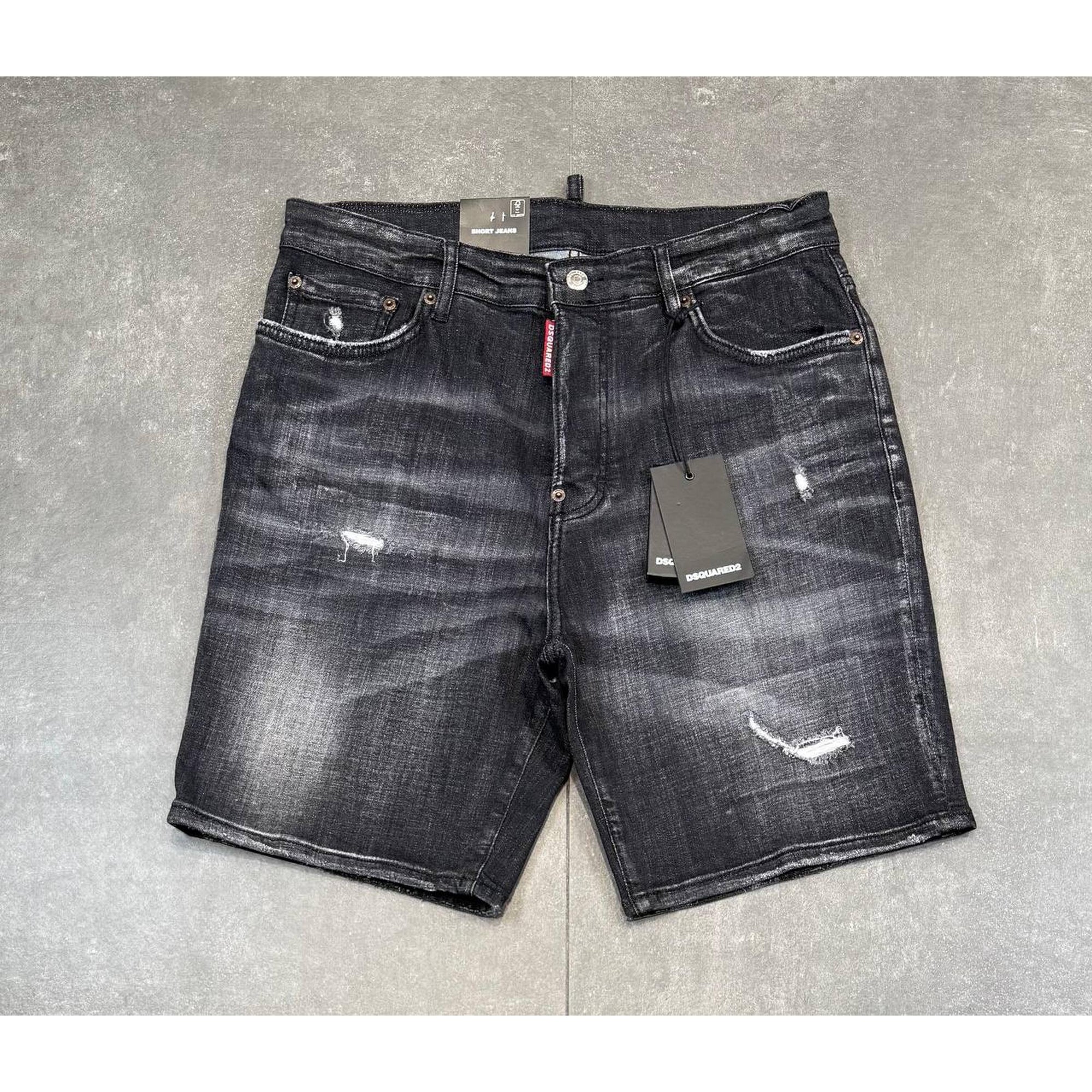 Black Ripped Denim Shorts