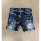 Dark Blue Denim Ripped Shorts