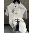 White Oversized T-Shirt with Small  Blue Logo