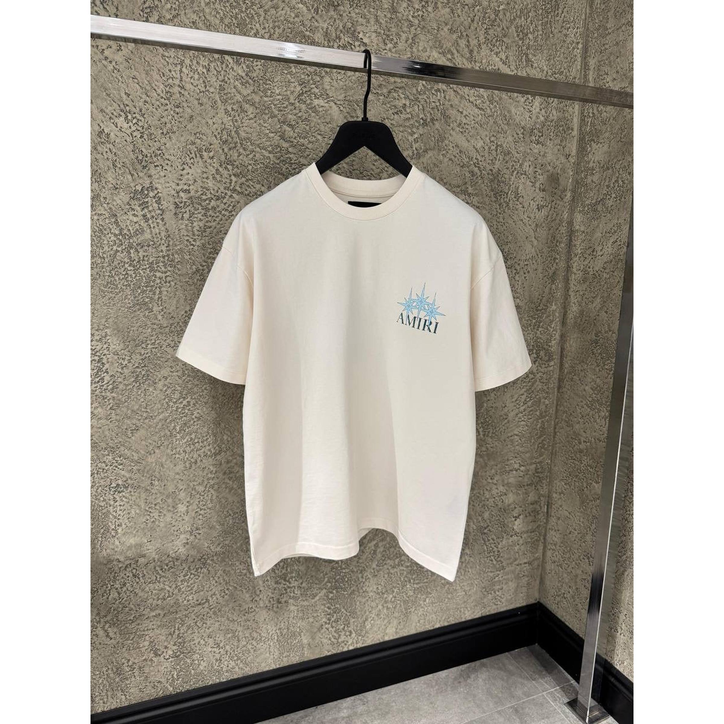 White Oversized T-Shirt with Blue Stars