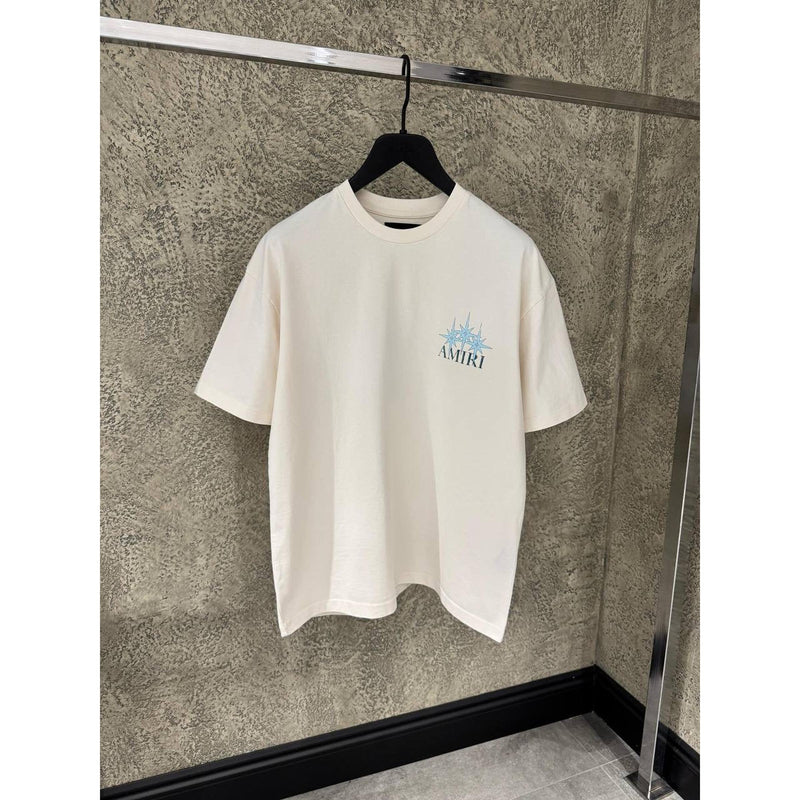 White Oversized T-Shirt with Blue Stars