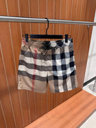 Beige Striped Swimwear