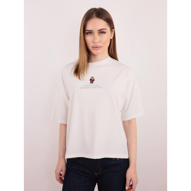 White Cotton Women T-shirt