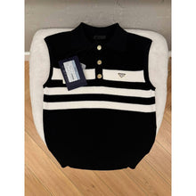 Women Knitted Top Vest in Black and White