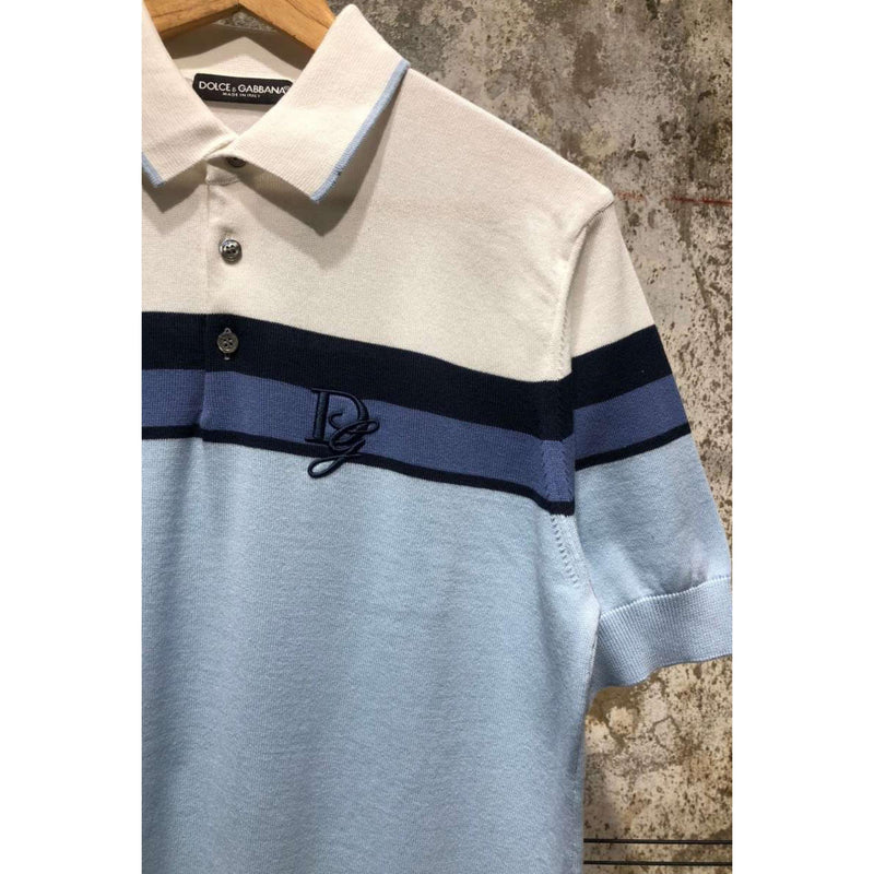 Blue Knitted Polo T-shirt