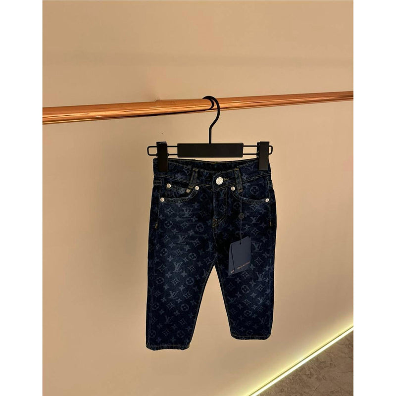 Dark Blue Monogram Kids Jeans