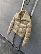 Beige Women Short Puffer Jacket