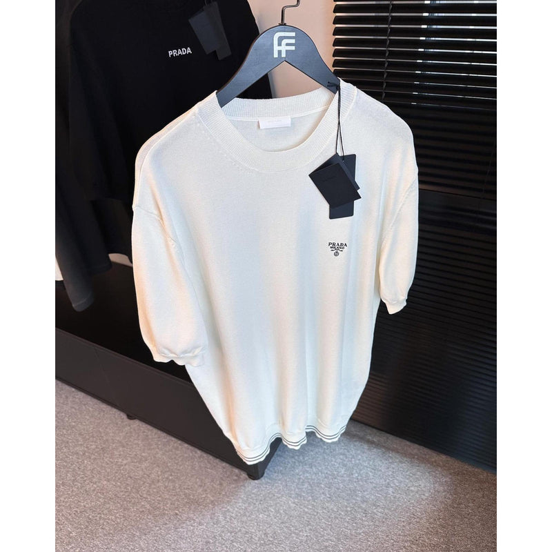 White Knitted Oversized T-Shirt