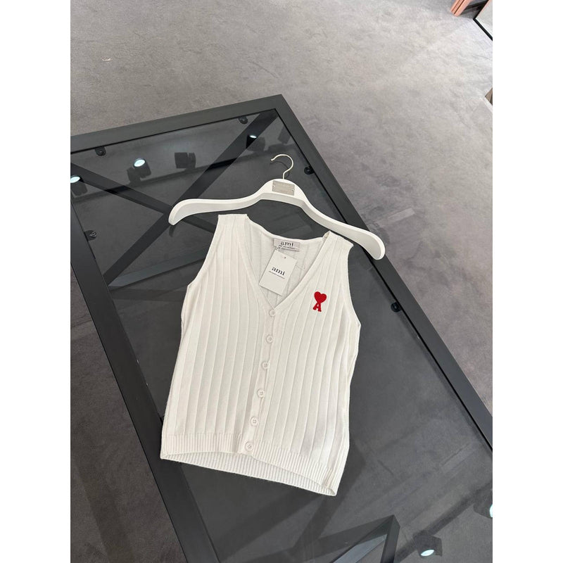 White Women Knitted Top-Vest