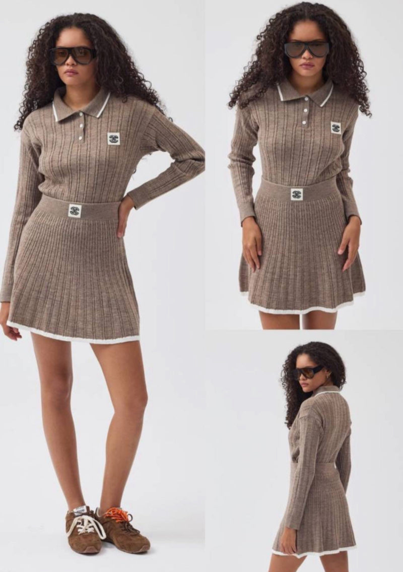 Beige Knitted Women Set