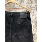 Black Denim Shorts with Metal Logo