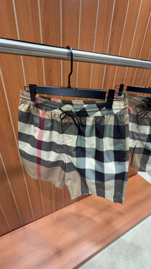 Beige Striped Swimwear