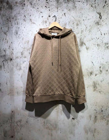 Beige Cotton Monogram Hoodie
