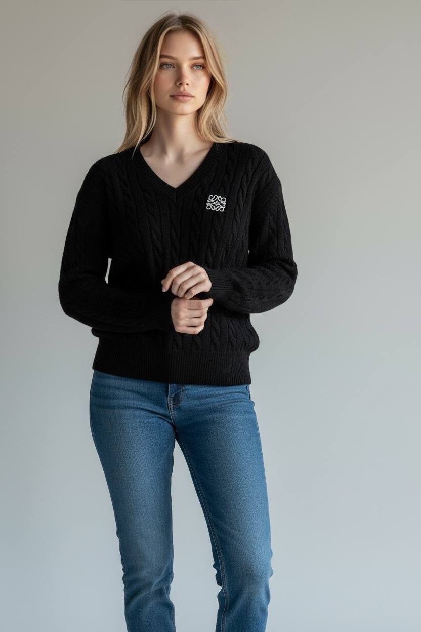 Black Knitted Women Sweater