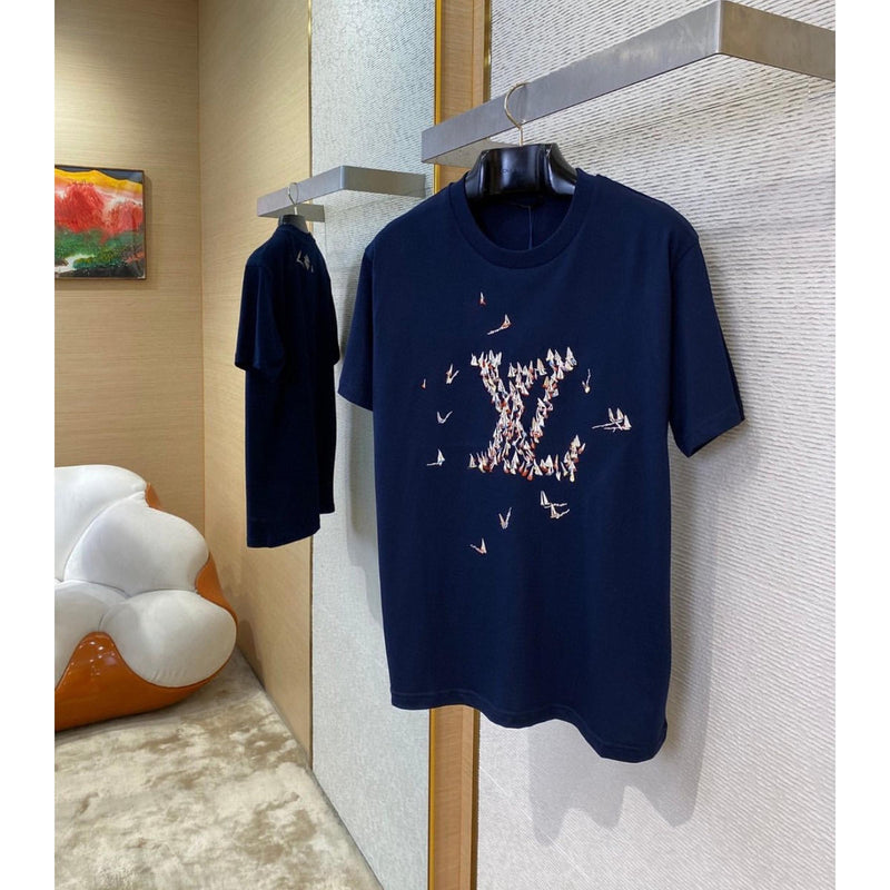 Dark Blue Oversized T-Shirt with Embroidered Logo