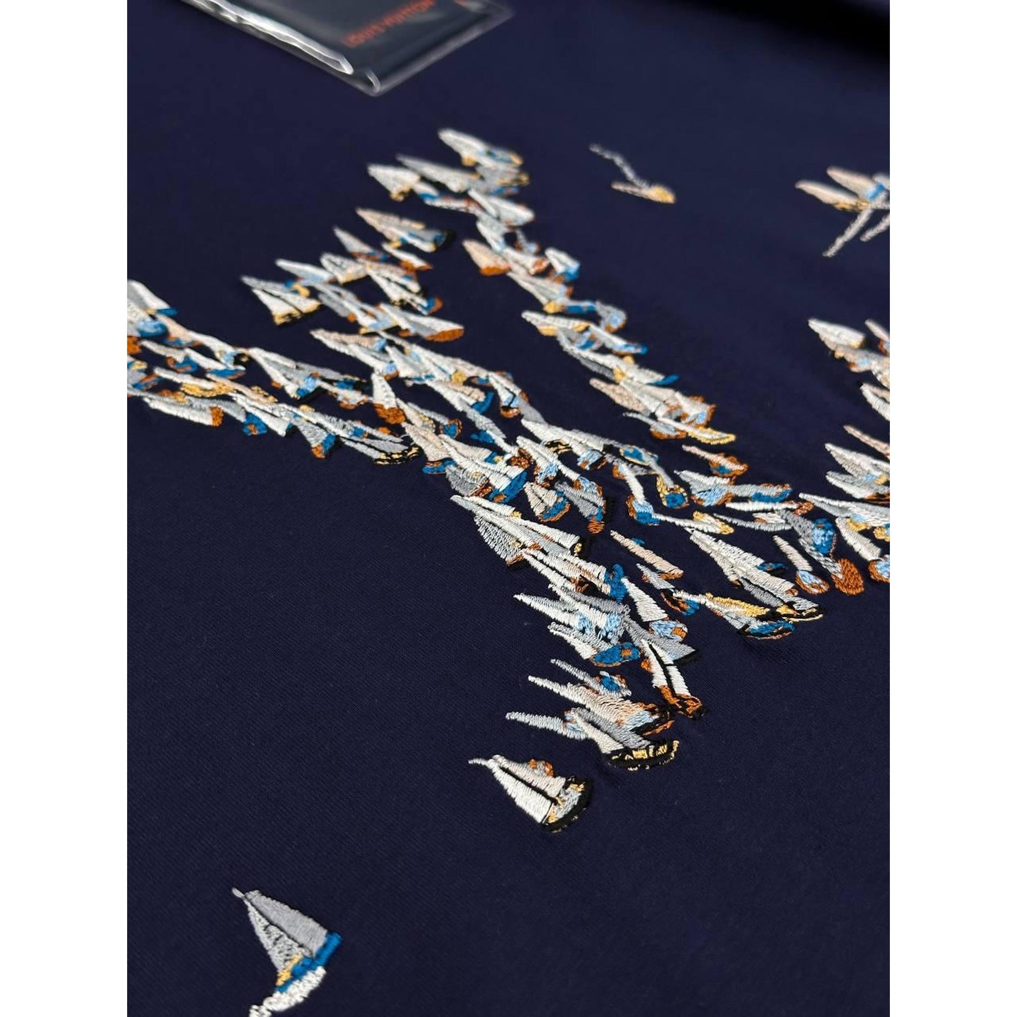 Dark Blue Oversized T-Shirt with Embroidered Logo
