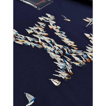 Dark Blue Oversized T-Shirt with Embroidered Logo