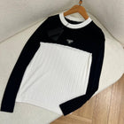 Black and White Women Knitted Blouse