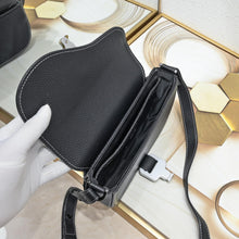 Black Real Leather Mini Saddle Messenger Bag
