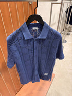 Dark Blue Knitted Polo Shirt