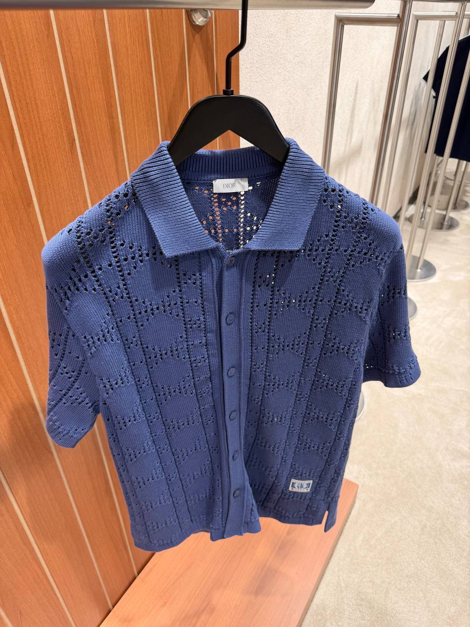 Dark Blue Knitted Polo Shirt