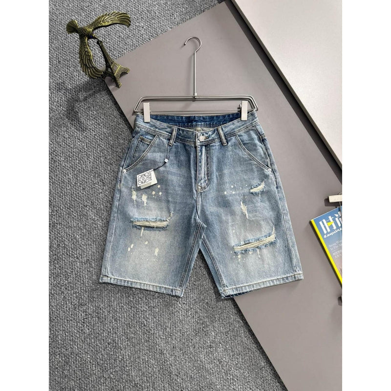 Light Blue Denim Ripped Shorts