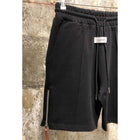 Black Cotton Shorts with Zipper on the Side