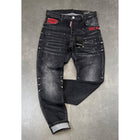 Black Sprayed Jeans with Red Label