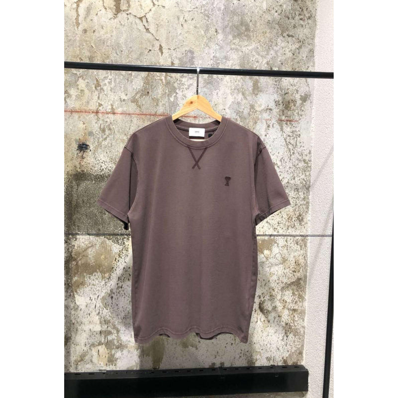 Brown Cotton T-shirt with Embroidered Logo