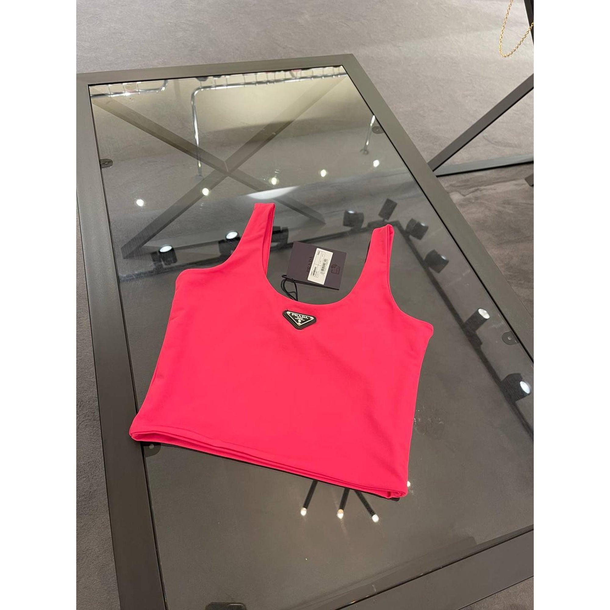 Červený dámský crop top