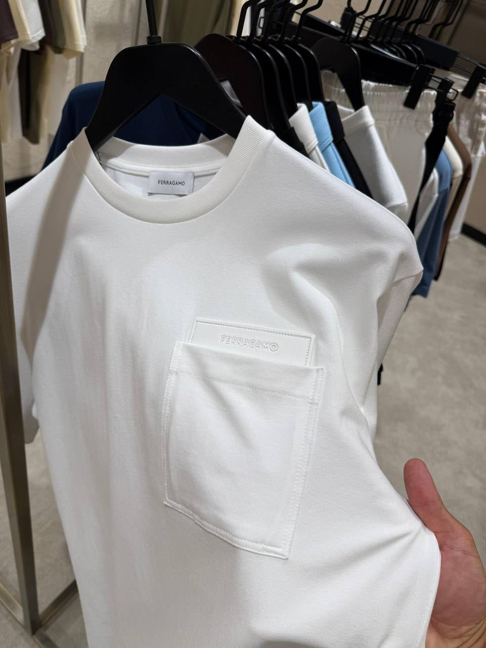 White Cotton T-shirt with Pocket