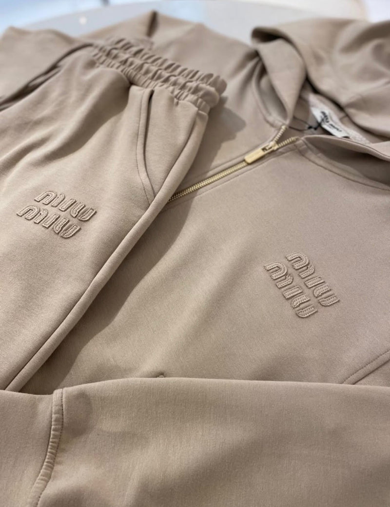 Beige Cotton Tracksuit