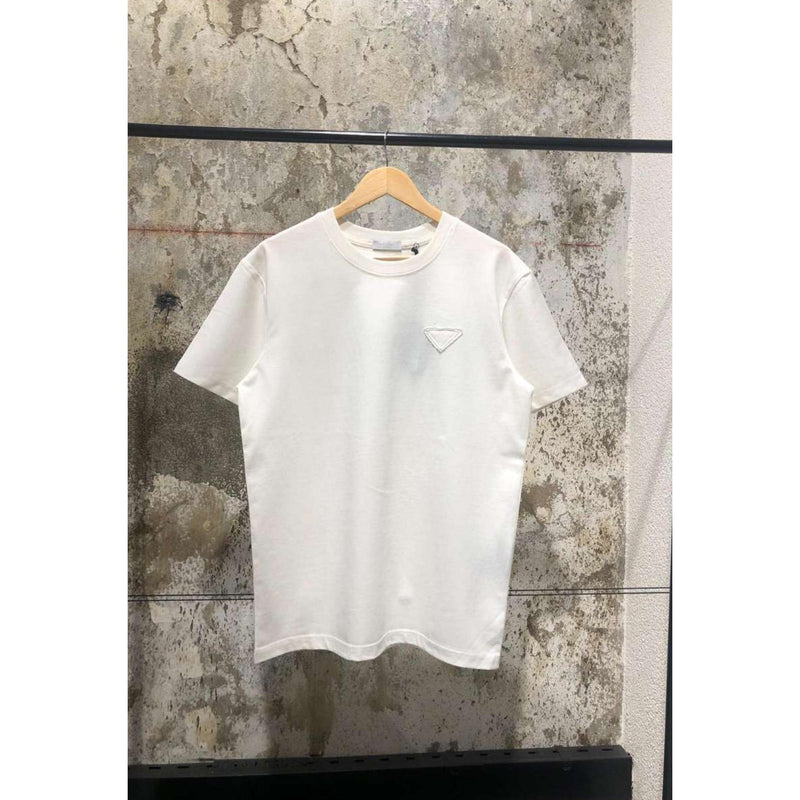 White Cotton T-shirt with Embroidered Logo