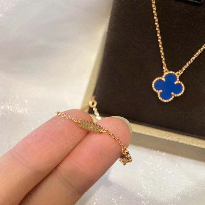 Gold Blue V Cleef Necklace (Box Included)