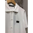 White Knitted Polo Shirt with Short Sleeves