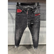 Black Sprayed Jeans with Red Label