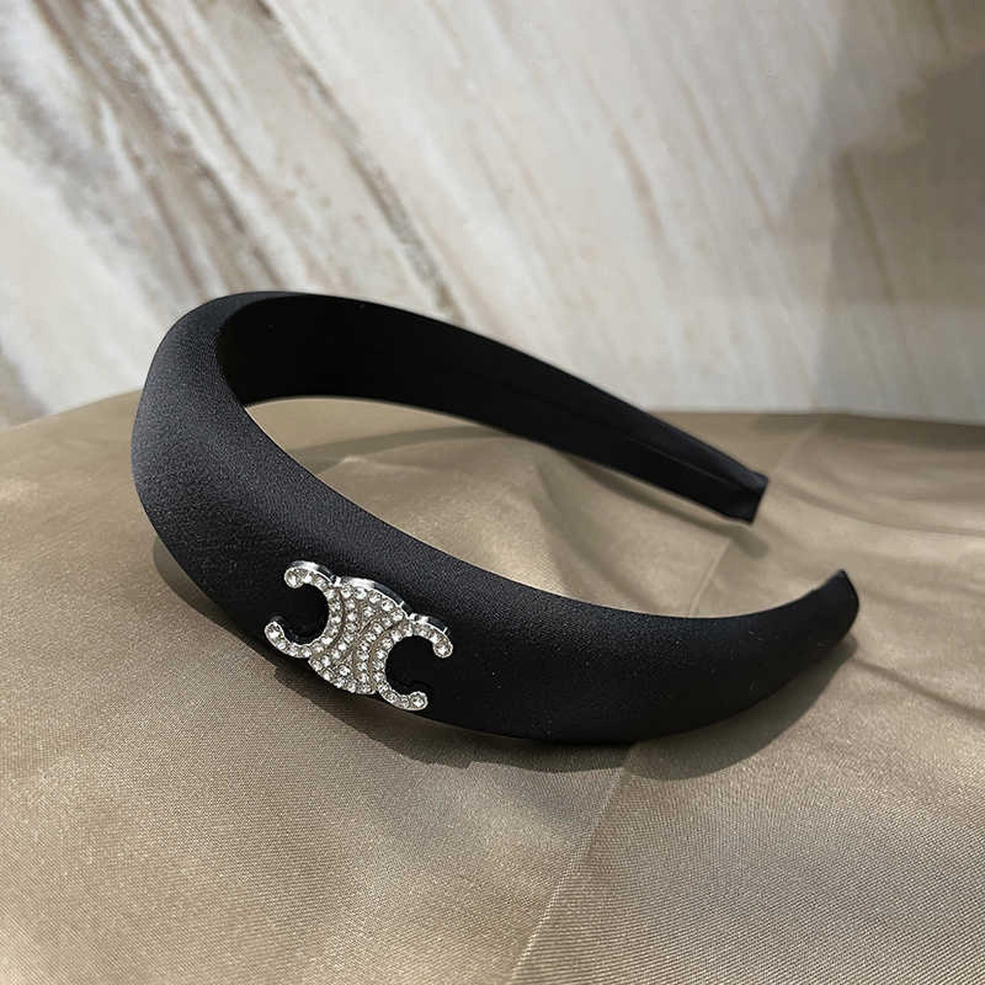 Black Headband with Crystal Logo